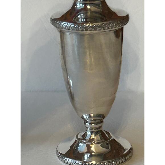 Antique Hunt 1930s 1940s braided Tall Sterling Silver Salt and Pepper Shakers - Picture 5 of 14